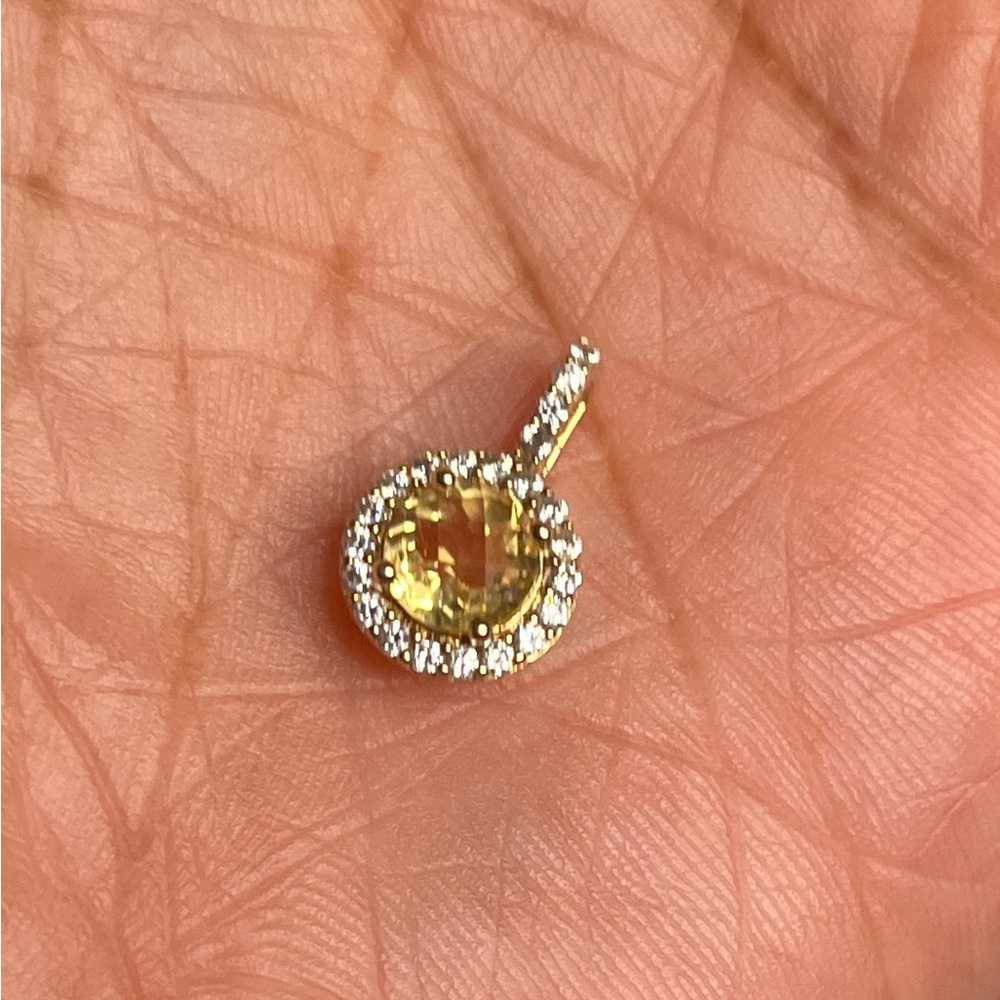 LaFonn Citrine Halo Pendant  TR Gold simulated diamonds